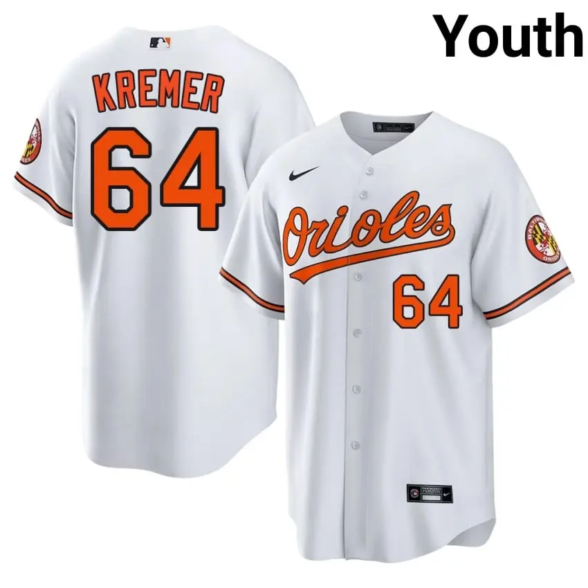 #64 Dean Kremer The Birds Youth Stitched Jerseys - White