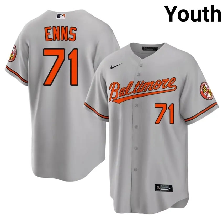 #71 Dietrich Enns Baltimore Orioles Youth Authentic Jersey - Gray