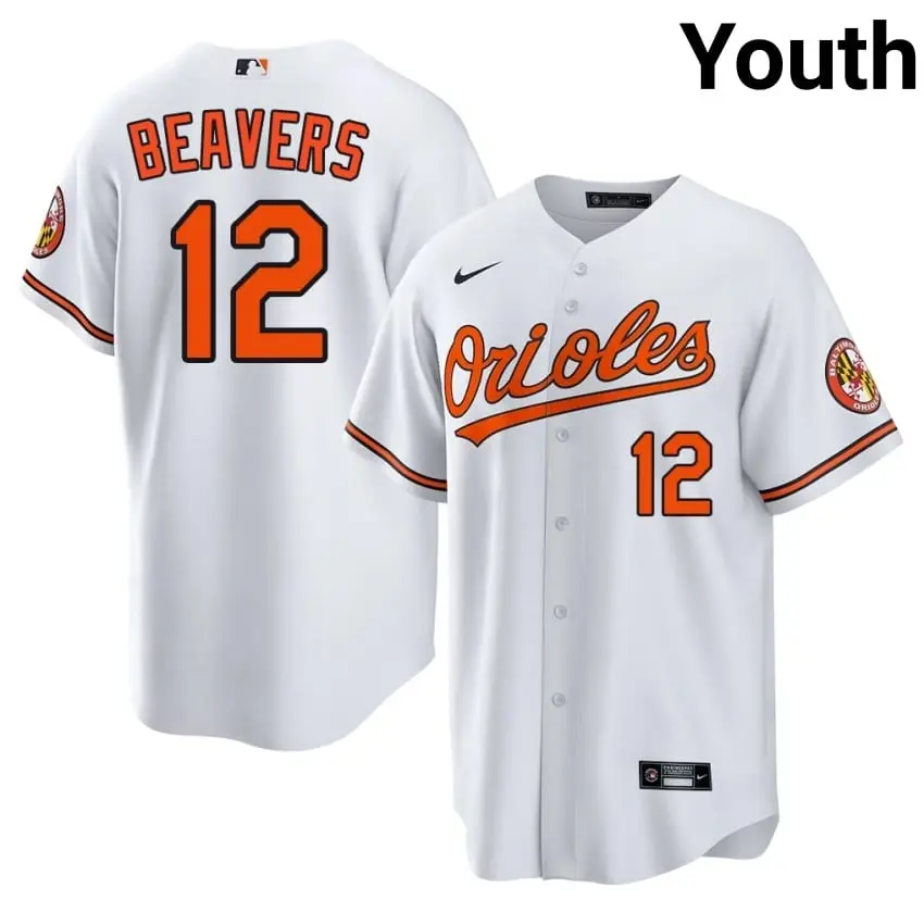 #12 Dylan Beavers O's Youth Official Jersey - White