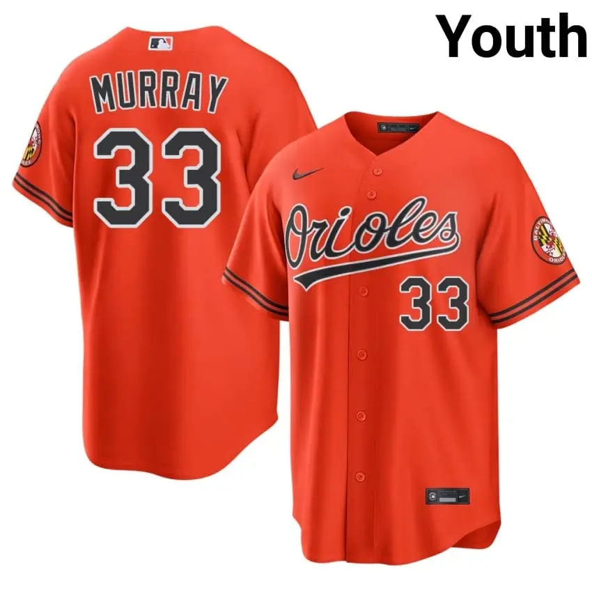#33 Eddie Murray Orioles Youth Official Jersey - Orange