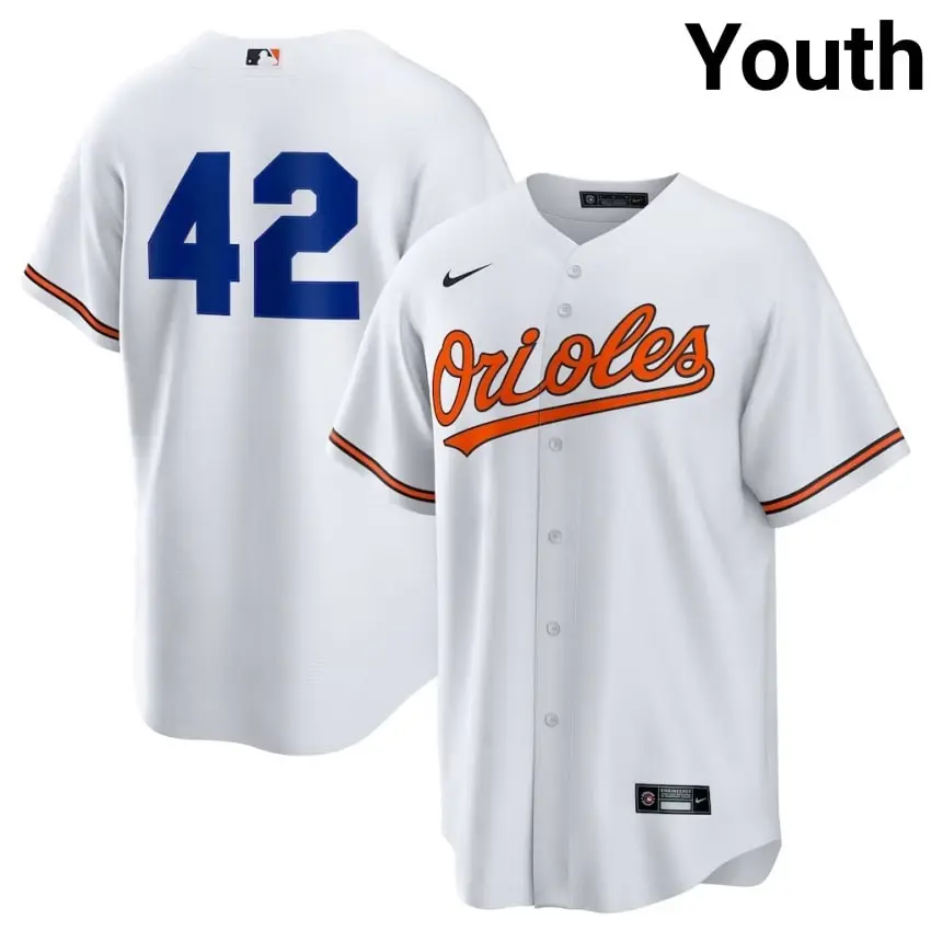#42 Jackie Robinson Day O's Youth New Jersey - White