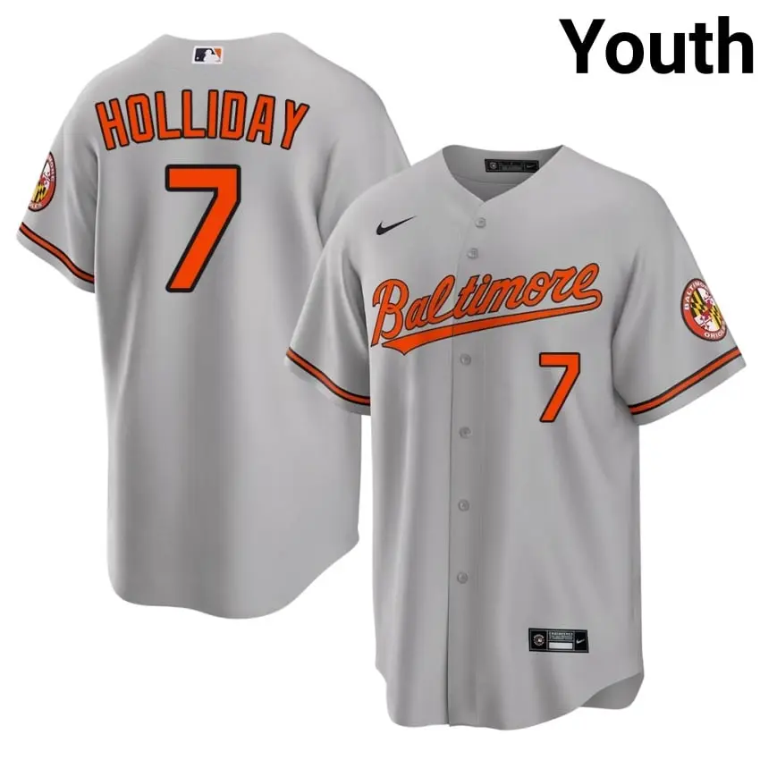 #7 Jackson Holliday O's Youth Embroidery Jersey - Gray