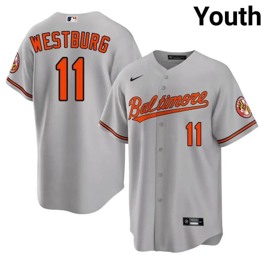 #11 Jordan Westburg Baltimore Youth Official Jersey - Gray