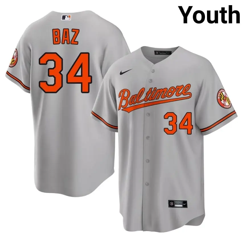 #34 Shane Baz O's Youth New Jerseys - Gray