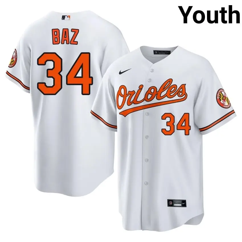 #34 Shane Baz The Birds Youth Game Jerseys - White