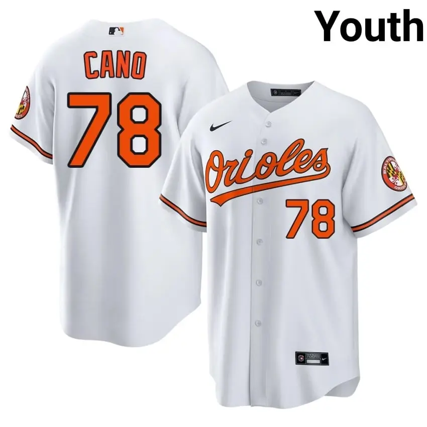 #78 Yennier Cano BAL Orioles Youth Embroidery Jersey - White