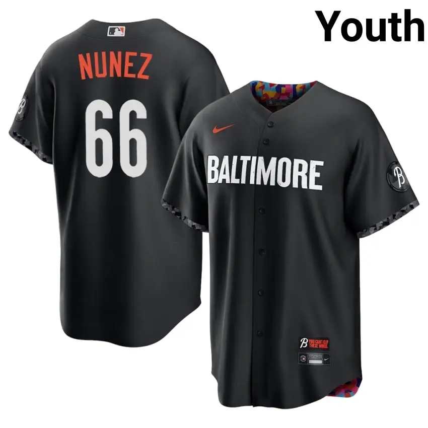 #66 Anthony Nunez Orioles Youth City Connect MLB Jersey - Black