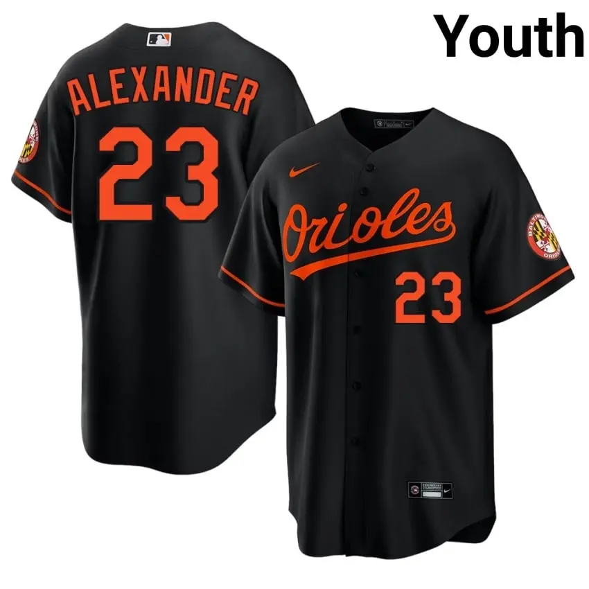 #23 Blaze Alexander Birds Youth Authentic Jerseys - Black