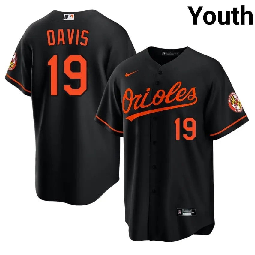 #19 Chris Davis Baltimore Youth Stitched Jersey - Black