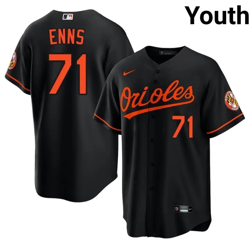 #71 Dietrich Enns Baltimore Orioles Youth Authentic Jerseys - Black