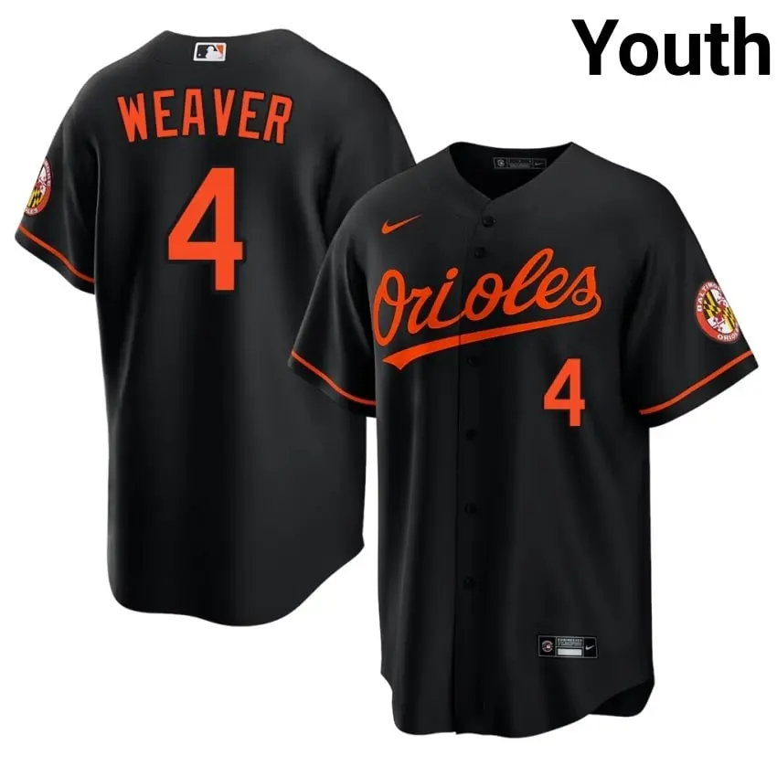 #4 Earl Weaver Baltimore O's Youth Official Jerseys - Black