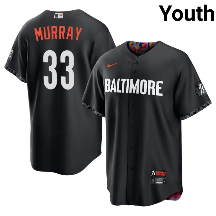 #33 Eddie Murray Birdland Youth City Connect Stitched Jerseys - Black