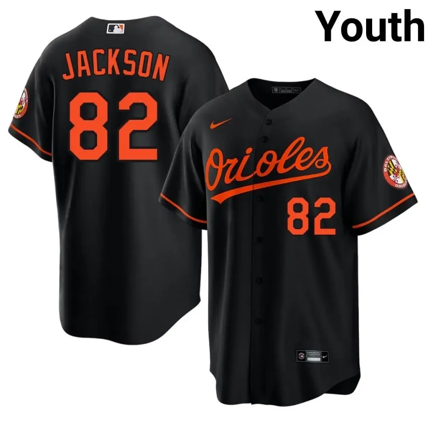 #82 Jeremiah Jackson Baltimore Orioles Youth Embroidery Jerseys - Black