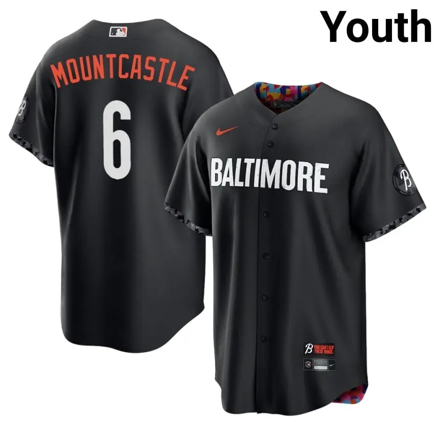 #6 Ryan Mountcastle BAL O's Youth City Connect MLB Jerseys - Black