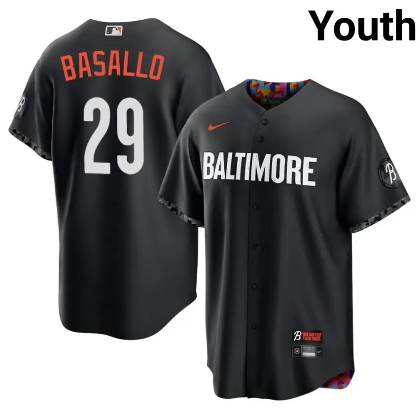#29 Samuel Basallo O's Youth City Connect Stitched Jersey - Black
