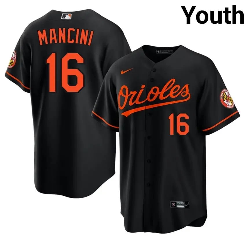 #16 Trey Mancini Baltimore O's Youth MLB Jersey - Black