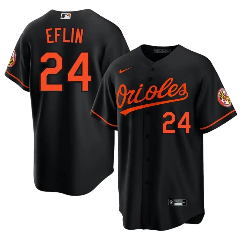 #24 Zach Eflin Orange Birds Men's 2026 Jersey - Black